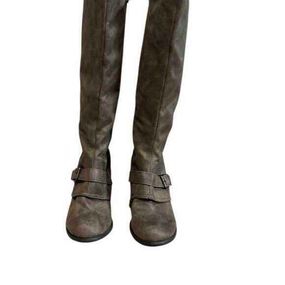 Fergalicious Boots by Fergie Larissa 8.5 M brown chunk heel braided back knee hi - Picture 6 of 16